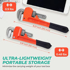 Heavy Duty 6 Inch and 8 Inch Adjustable Pipe Wrench - Mini Straight Plumbing Tool for Tight Spaces & DIY Repairs
