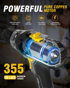 RIDA Cordless Drill Power Drill Cordless 20V 1/2'' Keyless Metal Chuck 355 In-lb(40N.m) Torque with 2.0AH Li-ion Battery & Fast Charger, Variable Speed, 25+1 Position and 22pcs Bits