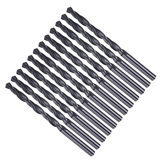 Drill Bit, 7/32" Cutting Diameter, 4241 HSS Nitriding Black 118° Cutting Angle Versatile Jobber Bits - (Applications: for Drilling Plastic Wood Soft Metal), 12-Pieces
