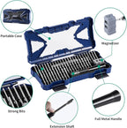 Precision Screwdriver Set,Premium Ergonomic Screwdriver with 55 High Strength Magnetic Screw Driver Bits for Computer Watches Jewelers and other Small Electronics Repair.