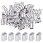 Glarks 200Pcs 3/32''(2.5mm) Aluminum Crimping Loop Sleeve Wire Rope Sleeves Double Barrel Ferrule for Wire Rope and Cable Line End (3/32''-200Pcs)