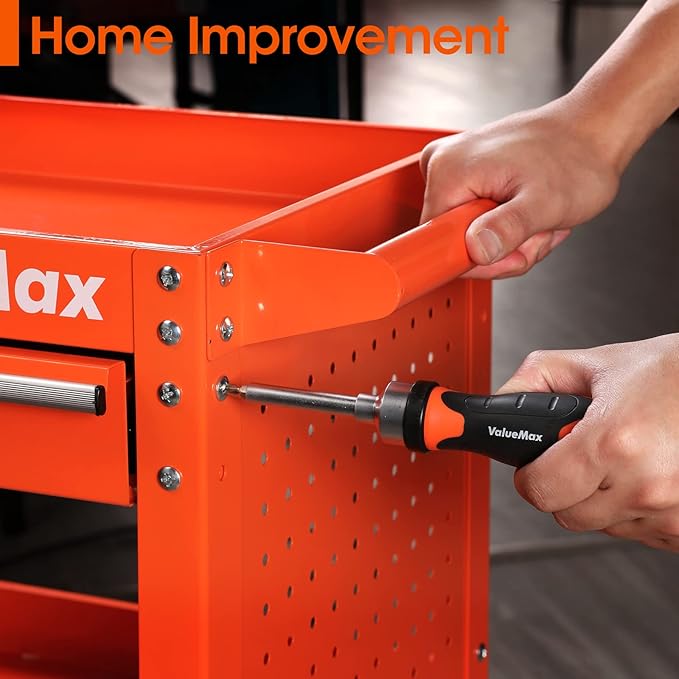 ValueMax 13-in-1 Multi-bit Ratcheting Screwdriver Set Tool All in One, Portable Multi-purpose Ratchet Screw-driver, Slotted/Philips/Torx/Square