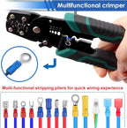 smseace 1100Pcs Crimp Wire Connectors with Crimping Tool Packed in Handheld box 22-10AWG Insulated Crimp Spade/Fork/Ring/Butt Electrical Speaker Wire Connector