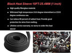 Fiberglass Hose Heat Shield Sleeve Spark Plug Wire Heat Protector Boots Auto Hose Roll 2500 Degree for Car&Auto Wire Loom Brake Line Cable (Black 1" IDX10')