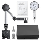 Neoteck 0-0.03"/0.0005" Dial Test Indicator with 132lbs(60kg) Max Pull Magnetic Base Stand Test Indicator Set with 3/8 inch (9.52mm) Clamping Hole for Machine Set-Up and Narrow Area Measurement-Silver