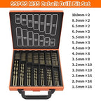 ENERTWIST Cobalt Drill Bit Set, 99Pcs HSS Twist Jobber Drill Bits,135° M35 Metric Drill Bits for Hardened Metal, Stainless Steel, Cast Iron, Wood and Plastics with Metal Index Storage Case(1.5mm-10mm)