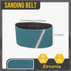 3 x 21 Inch Sanding Belt, 5 Pcs 80 Grit Zirconia Knife Sharpener Belts Work Sharpening for Belt Sander Knife Carving Tool Metal Working