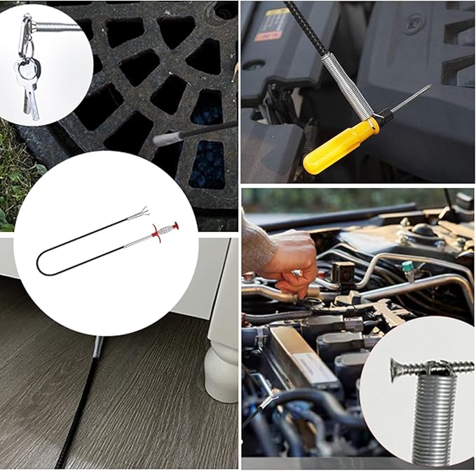 Flexible grabberDrain Snake Tool - The Ultimate 61inch Flexible Grabber for Hair, Unclog Any Drain in Minutes! Gunk & Debris in Sinks, Showers & Tubs. No More Chemicals, Just Quick Results!