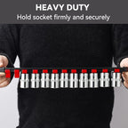 ALOANES 18 PC ABS Socket Organizer, 1/2", 3/8", & 1/4" Drive Racks, Heavy Duty Socket Holders with Red Clips