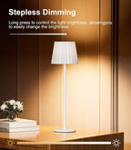 Desk Lamp, LED Cordless Table Lamp for Bedroom Dimmable 1500mAh Rechargeable Battery Powered Bedside Lamps Night Light for Bedroom/Living Room/Restaurant/Outdoor Parties Touch Control