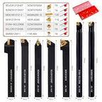 Indexable Lathe Turning Tool 21Pcs Kit 1/2" (12mm) Shank, Includes 7Pcs Metal Lathe Tool Holders and 14Pcs Carbide Inserts for Turning Boring Grooving Cutting Threading Carbide Turning Tool