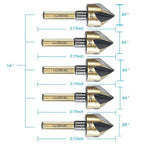 Countersink Drill Bit Set, 5 Pieces High Speed Steel 82 Degree 5 Flute 6mm Round Shank Mill Cutter Bit Countersink in Sizes 3/4" Set with Carrying Case.