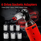 dogtooth Cordless Electric Ratchet Wrench Set, 35 Ft-lbs, 300 RPM, 16.8V Cordless Ratchet Wrench 3/8", fast Charger, 6 Sockets, 1-Pack 1500mAh Lithium-Ion Batteries, Variable Speed Trigger