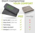 Zumi MINI 100% Cotton Camping Travel Towel - Small, Ultralight, Fast Drying, Highly Absorbent, Soft and Gentle on The Skin, Safe for The Planet (28"x13" Gray)