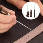 3 Pcs Awl Tool Set Scratch Awl Tool with Wooden Handle Gourd Piercing Bradawl Needle Tools Shape Pin Punching for Leather Punch Hole Craft Repair Shoes (Reddish Brown)
