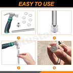 251Pcs 5 Sizes M4 Aluminum Flat Head Semi Tubular Rivets Assortment Kit with Punch, Partial Hole Tubular Rivets Round Flat Head Semi Tubular Rivet Silver Tone for Household Industry Repairing