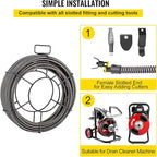 VEVOR Drain Cleaning Cable 100 ft x 1/2 inch Solid Core Cable Sewer Cable, Drain Auger Cable Cleaner, Snake Clog Pipe Drain Cleaning Cable W/Four Shapes of Cutters