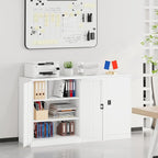 SISESOL Small Metal Cabinet with Shelves,36 inch Garage Storage Cabinet with Lock,White Metal Storage Cabinets with Locking Doors,Lockable Office File Cabinets for Home,Office,Shop,Garage