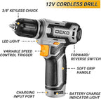Tool Kit Box Drill Set：DEKOPRO Home Mechanic Toolbox with 12V Power Cordless Drill Hand Repair Tools Sets Combo Kits Storage Organizer Drawer Case for Men