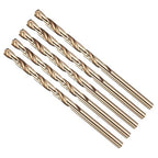 Drill Bit, #25 Cutting Diameter, 4341 HSS Gold Finish 135° Cutting Angle Number Jobber Bits - (Applications: for Drilling Soft Metal Plastic Wood), 5-Pieces