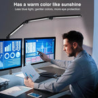 LED Desk Lamp with Clamp, Adjustable Swing Arm for Home Office, Dimmable Tempering Eye Care Table Light, Black Aluminum