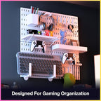 Keepo Pegboard Combination Kit, Modular Hanging Organizer with Pegboards, Accessories for Gaming Setup, Wall Game Controller Holder, Headset Stand (White, 22"22")