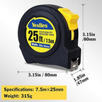 Tape Measure 25 ft, Easy Read Measuring Tape Retractable, Self-Locking Measurement Tape 1-Inch Wide x 25 ft