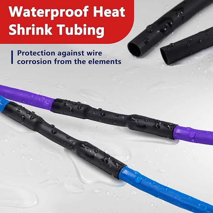 1/4inch Heat Shrink Tubing, 16.4 Ft 3:1 Heat Shrink Tube Dual Wall Adhesive Lined, Waterproof Marine Shrink Wrap Tubing, Electrical Industrial Automotive Sealing Heat Shrink Tubing for Wire Insulation