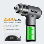 Cordless Electric Screwdriver, 3.7V Power Rechargeable Repair Tool Set with 32 Bits, Digital Display，6+1 Torque Setting，2500 mAh Battery, Gift for Electronic Computer Repairing