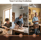 Wood Carving Kit for Adults & Beginners - 29-Piece Professional Set with Leather Tool Roll, 7 Whittling Knives + 6 Detail Gouges, Splinter-Free Wooden Handles for Woodworking & DIY Gifts