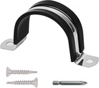 Pipe Clamps NPS 1-1/4 Inches （Φ42MM）- 304 Stainless Steel & Rubber Lining 10 Pack