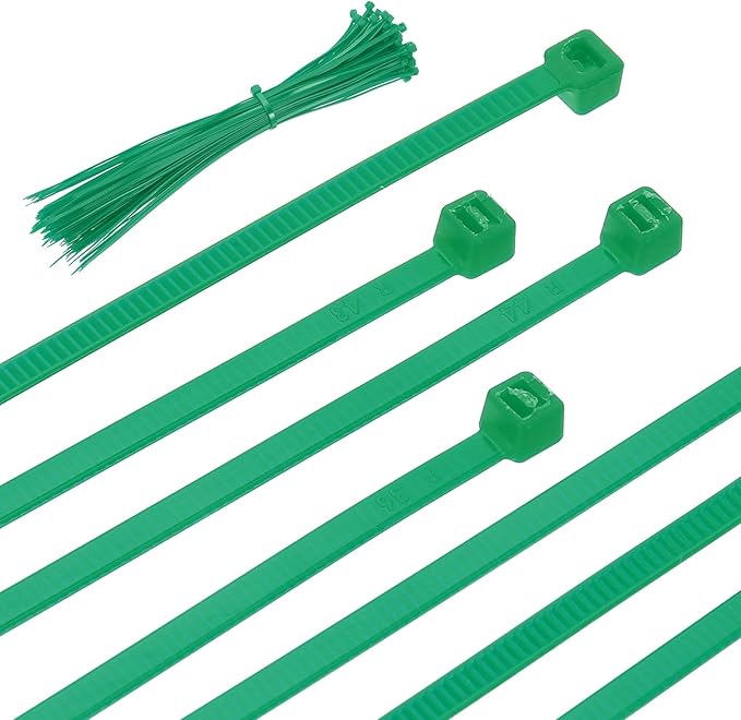 PATIKIL Cable Zip Ties 8 Inch, 100 Pcs Self-Locking Nylon Wire Tie Wraps Heavy Duty Cord Management with 50 lbs Tensile Strength for Indoor and Outdoor, Green (0.1"W)