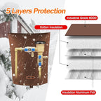 TOHONFOO Backflow Preventer Pipe Insulation Cover (5°F) - Irrigation Sprinkler Valve Insulated Pouch - Water Well Pump Cover - Sturdy 5 Layers for Winter Freeze Protection, 16" W x 20" H, Brown