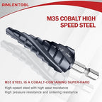M35 Four Spiral Flute Cobalt Step Drill Bit Set 1/8"-7/8", Industrial Grade Wear-Resistant TiAlN Coated 1/4" Hex Shank Step Bit for Metal, Stainless Steel, Aluminum, Wood, Plastic (3pcs)
