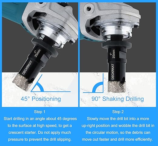 Dry Diamond Core Drill Bits 1 inch with Slots 25mm Diamond Hole Saws, with 5/8-11 Thread to 3/8” Hex Shank Adapter Fit Both Angle Grinders & Electric Drills for Porcelain Granite Tiles Brick Concrete