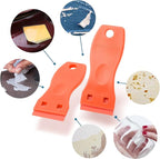 FOSHIO 2PCS Orange Plastic Razor Blade Scraper Tool and 100PCS Orange Plastic Blades for Gasket Remover, Sticker Remover, Labels Decal and Adhesive Remover for Windows and Glass