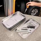 5 PCS Magnetic Trays, 9.4X5.5x1.4Inch, Magnet Tool Tray, Magnetic Parts Tray, silvery, by GENHAKON