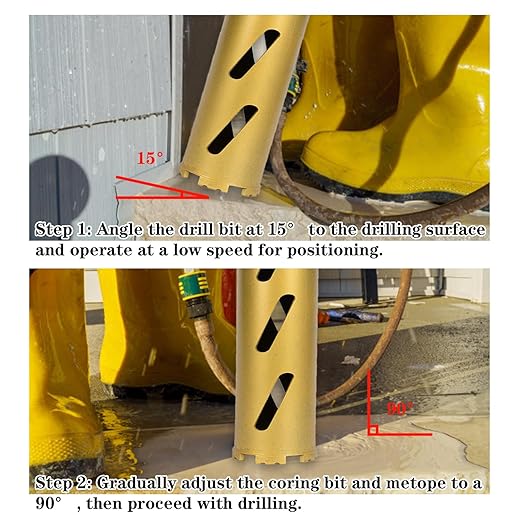 2.5" Dry Core Drill Bits for Cured Concrete with Rebar Brick Blonck Masonry etc 12.2in/310mm Drilling Depth，10mm Diamond Segment Height，2 Adapters