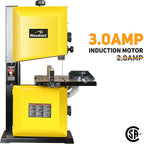 3-Amp 9-Inch Band Saw, 2500FPM Benchtop Bandsaw with Removable Safty Key, Cast Aluminum Table, Steel Base for woodworking