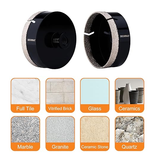 4-5/16" Diamond Hole Saw, 110mm Tile Hole Saw Drill Bit Diamond Tipped for Granite Marble Ceramic Glass Porcelain Quartz Tiles Stones Countertop, Core Drill Bits with 5/8-11 Thread for Angle Grinders