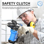 AZZUNO 1-1/4" SDS-Plus 15Amp Heavy Duty Rotary Hammer Drill, 4 Functions, for Drilling in Concrete, Brick and Stone, Includes Chisel and Drill Bits