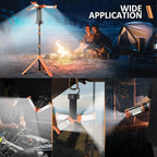 Rechargeable Camping Light with Stand 73" Magnet Work Light Cordless, with 3 Page Head, 2500LM 12000MAH, Hooks & Carrying Bag, Job Site Workshop Outside Orange