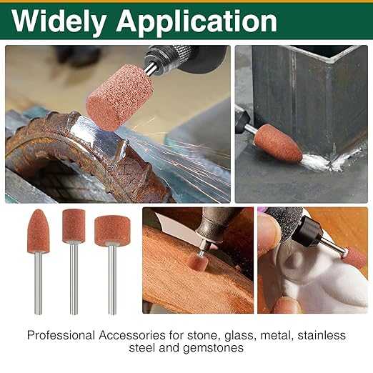 20 Pcs Cylinder Grinding Stones, 1/8 Shank Aluminum Oxide Sanding Bits for Woodworking & Metal Polishing
