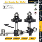4Pcs Roundover and Beads Router Bits,Radius -1/8" ,1/4",5/16",3/8" Edge Forming Router Bit Set,1/4 Inch Shank,Corner Rounding Router Bits,Matched with 4pcs Alternative Beading Bearings