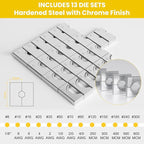 16 Tons Hydraulic Wire Crimping Tool Battery Cable Lug Terminal Crimper With 13 Pairs of Dies, 9AWG to 600MCM Crimping Tool