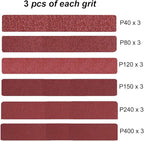 3 x 24 Inch Aluminum Oxide Sanding Belts, 3 Each of 40/80/120/150/240/400 Assorted Grits Abrasive Belts for Belt Sander, 18-Pack
