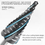 Cobalt M35 Step Drill Bit 3/16" to 7/8", TiAlN Coating 4 Spiral Flute Step Bit for Stainless Steel, Metal, Aluminum, Plastic