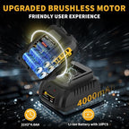 1600Nm Cordless Impact Wrench, 21V 1/2" 1180Ft-lbs Impact Gun wiht 2 x 4.0Ah Battery, High Torque Pistola De Impacto with 6 Sockets, Brushless Llave De Impacto Driver for Truck/Car/Mower