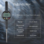 Precision Digital Dial Gauge,Dlectrical Digital Indicator Accuracy of 0.001mm/0.00005 "Metric and Imperial Measure Tool Electronic Dial Gauge with A Range of 25.4mm,for 3D Printing,CNC Machine