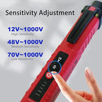 Voltage Tester, Non-Contact Voltage Detector, Electrical Tester, 3 Ranges AC 12V/48V/70V-1000V, Live/Null Wire Tester with Buzzer Alarm and Flashlight, Wire Breakpoint Finder - Red